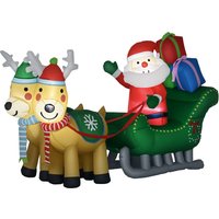 HOMCOM Aufblasbarer Weihnachtsmann mit Rentieren, LED-Licht, 210 cm Selbstaufblasende Weihnachtsdeko Wasserdichte Weihnachtsfigur für Innen- und Außenbereich   Aosom HOMCOM Aufblasbarer Weihnachtsmann mit Rentieren, LED-Licht, 210 cm Selbstaufblasende Weihnachtsdeko Wasserdichte Weihnachtsfigur für Innen- und Außenbereich   Aosom von HOMCOM