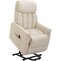 HOMCOM Aufstehsessel Fernsehsessel Sessel mit Aufstehhilfe elektrisch Liegefunktion Kunstleder Beige, 80 x 94 x 104 cm   Aosom von HOMCOM