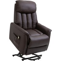 HOMCOM elektrischer Aufstehsessel  Fernsehsessel mit Aufstehhilfe, Relaxsessel mit Liegefunktion, Kunstleder, Braun, 80 x 94 x 104 cm  Aosom von HOMCOM