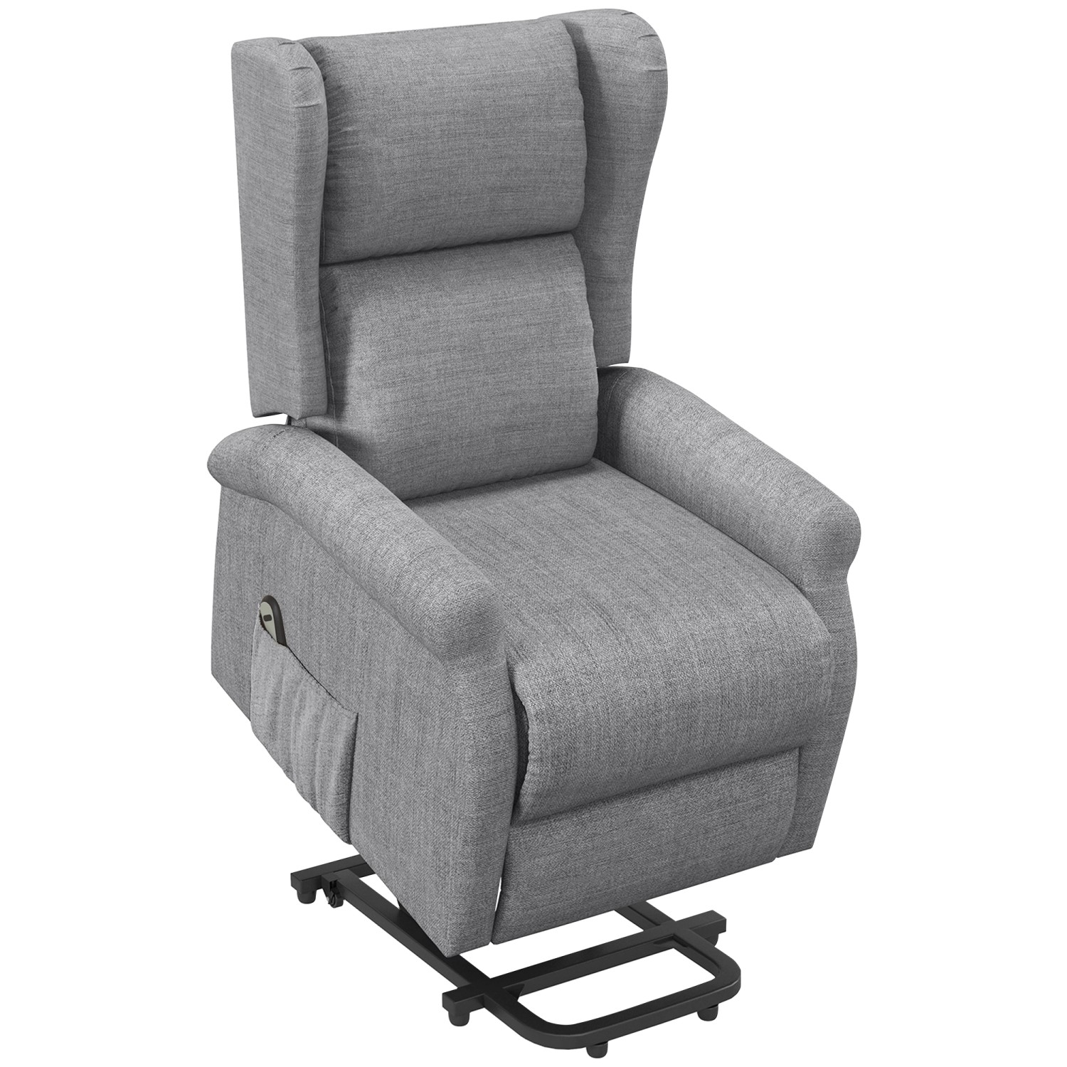 HOMCOM Aufstehsessel Polyester Holz Grau 74L x 94B x 111H cm von HOMCOM