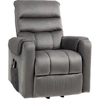 HOMCOM Aufstehsessel Relaxsessel elektrischer Massagesessel verstellbarer Stahlrahmen Samtbezug mit Fußstütze 2 Fernbedienungen Seitentasche 79 x 97 x 103 cm dunkelgrau   Aosom von HOMCOM
