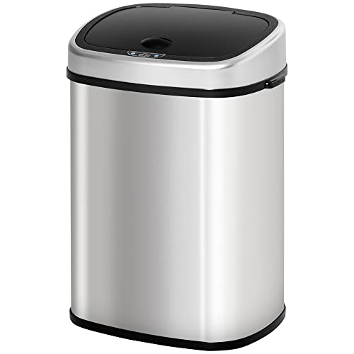 HOMCOM Mülleimer mit Sensor 48L Automatik Abfalleimer mit Bewegungssensor, Wasserdichter Abfallbehälter aus Edelstahl für Küche, Büro, Schlafzimmer Silber HOMCOM Mülleimer mit Sensor 48L Automatik Abfalleimer mit Bewegungssensor, Wasserdichter Abfallbehälter aus Edelstahl für Küche, Büro, Schlafzimmer Silber von HOMCOM