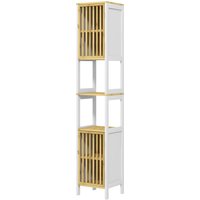 HOMCOM Badezimmer Hochschrank Badezimmerschrank in zwei Farben Maße 30L x 32B x 172H cm - 2 Schranktüren mit verstellbarem Regal + 2 Nischen   Aosom von HOMCOM