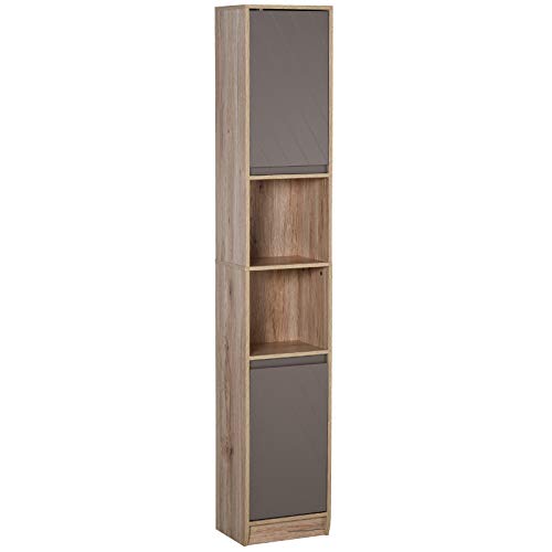 HOMCOM Badezimmerregal, Badeschrank, Küchenschrank, 2 Türschränke, 2 offenen Regalen, Spanplatte+MDF, 30 x 24 x 170cm HOMCOM Badezimmerregal, Badeschrank, Küchenschrank, 2 Türschränke, 2 offenen Regalen, Spanplatte+MDF, 30 x 24 x 170cm von HOMCOM