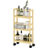 HOMCOM Badezimmerregal mit 3 Ebenen und Rollen, Bambuswagen, Platzsparendes Lamellenbadregal, 36x15x73 cm, Holzfarbe Aosom HOMCOM Badezimmerregal mit 3 Ebenen und Rollen, Bambuswagen, Platzsparendes Lamellenbadregal, 36x15x73 cm, Holzfarbe Aosom von HOMCOM