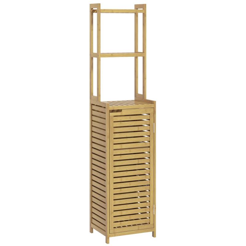 HOMCOM Badezimmerschrank Bambus Naturholz 38,5L x 33B x 170H cm von HOMCOM