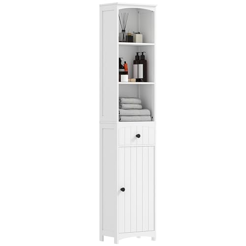 HOMCOM Badezimmerschrank Hochschrank Badschrank Badregal Bad Schrank Badmöbel, MDF, Weiß, 34x24x170cm HOMCOM Badezimmerschrank Hochschrank Badschrank Badregal Bad Schrank Badmöbel, MDF, Weiß, 34x24x170cm von HOMCOM