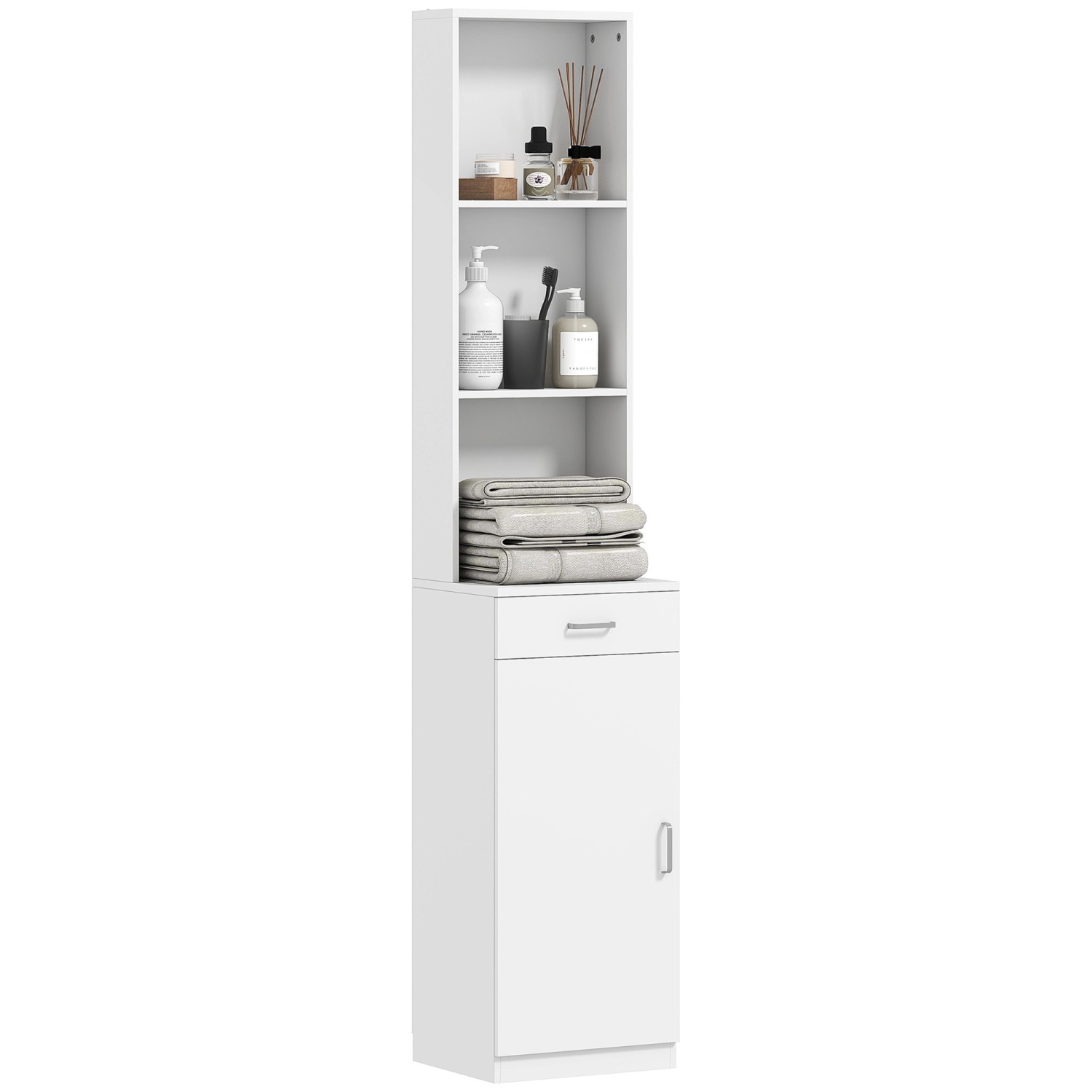 HOMCOM Badezimmerschrank Spanplatte 35L x 30,5B x 179H cm Weiß HOMCOM Badezimmerschrank Spanplatte 35L x 30,5B x 179H cm Weiß von HOMCOM