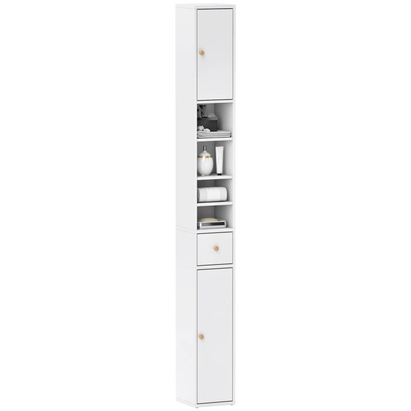 HOMCOM Badezimmerschrank Spanplatte MDF 20L x 20B x 178H cm Weiß von HOMCOM