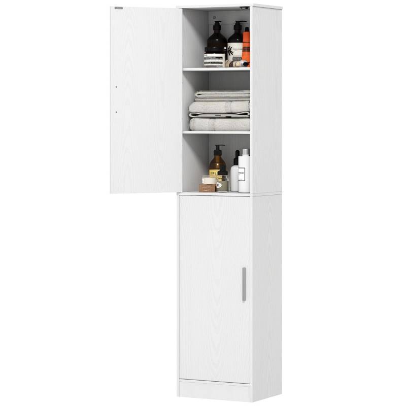 HOMCOM Badezimmerschrank Spanplatte MDF 40L x 35B x 180H cm Weiß von HOMCOM