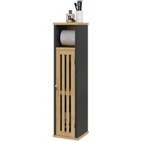 HOMCOM Badezimmerschrank mit Toilettenpapierhalter - Aufbewahrung mit abnehmbarer Stange - 2 Ebenen + Toilettenpapierauslass MDF Schwarz Bambus Aosom HOMCOM Badezimmerschrank mit Toilettenpapierhalter - Aufbewahrung mit abnehmbarer Stange - 2 Ebenen + Toilettenpapierauslass MDF Schwarz Bambus Aosom von HOMCOM