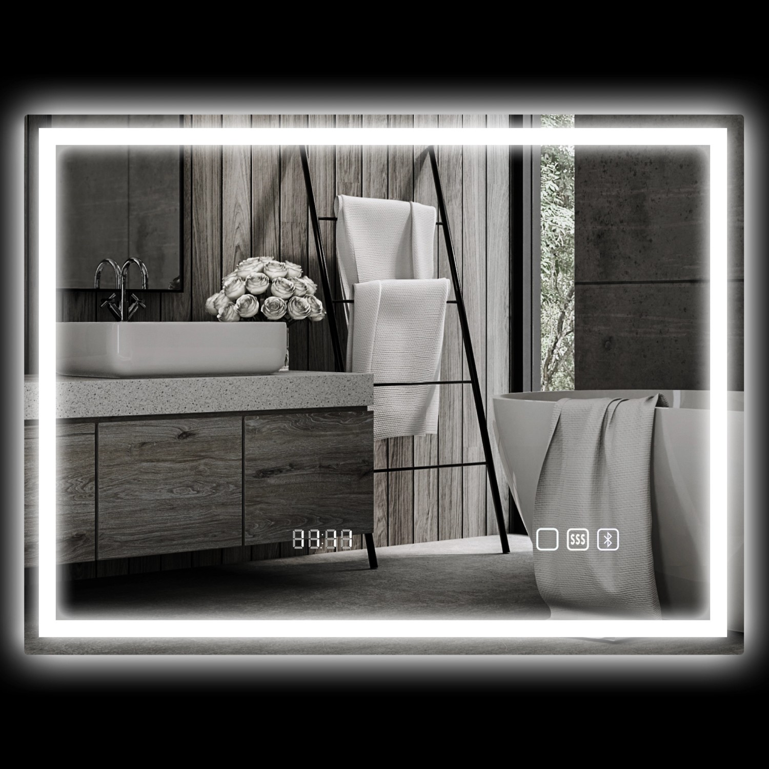 HOMCOM Badezimmerspiegel Gehärtetes Glas 80L x 60B x 3,5H cm Silber HOMCOM Badezimmerspiegel Gehärtetes Glas 80L x 60B x 3,5H cm Silber von HOMCOM