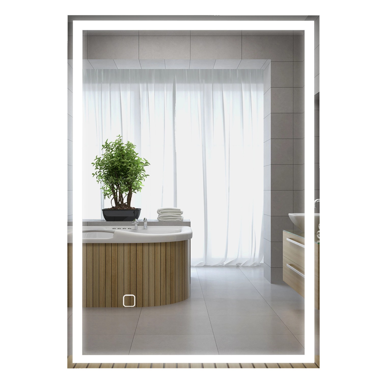HOMCOM Badezimmerspiegel Glas 70L x 50B x 4H cm Silber von HOMCOM