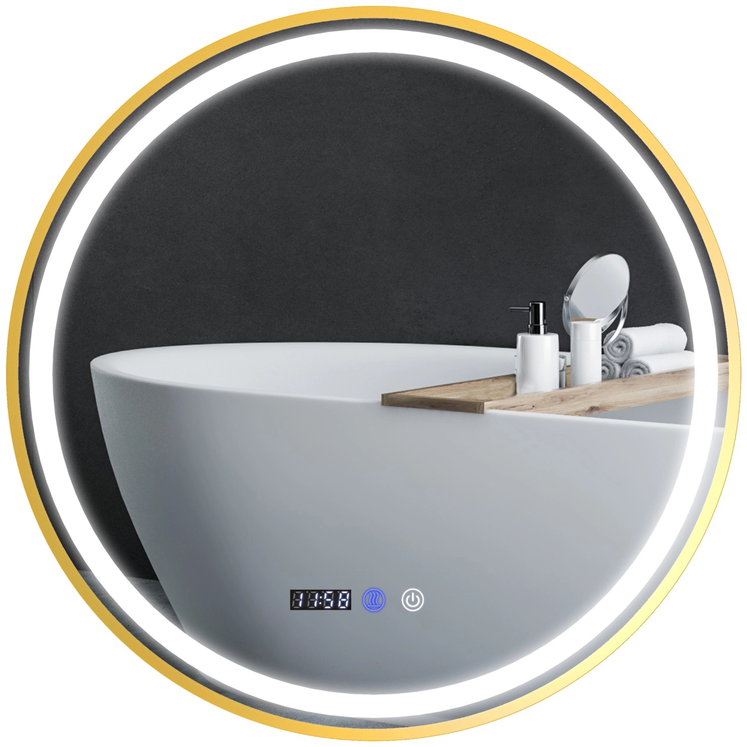 HOMCOM Badezimmerspiegel Glas Metall Ø60 x 3,5T cm Gold HOMCOM Badezimmerspiegel Glas Metall Ø60 x 3,5T cm Gold von HOMCOM