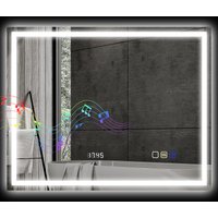 HOMCOM Badezimmerspiegel mit Bluetooth und LED-Beleuchtung 80 x 100 cm, beleuchteter Wand-Badezimmerspiegel mit Touch-Schalter, 3 Farben einstellbar, Anti-Fog, Memory - Silber   Aosom von HOMCOM