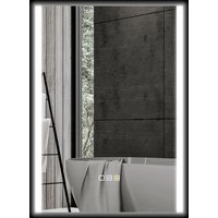 HOMCOM Badezimmerspiegel mit LED Licht in 3 Farben 70x50 cm, Wandspiegel aus reversiertem gehärtetem Glas mit einstellbarer Helligkeit, Memory-Funktion, Anti-Beschlag, Touchschalter, IP44   Aosom von HOMCOM