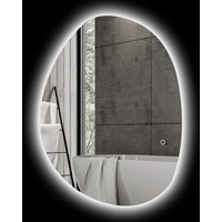HOMCOM Badezimmerspiegel mit dimmbarem LED-Licht in 3 Farbtemperaturen, 80x60 cm rückseitig beleuchteter Wandspiegel mit Entfeuchtungsfunktion und Speicherfunktion aus gehärtetem Glas, IP44, Silber   Aosom von HOMCOM