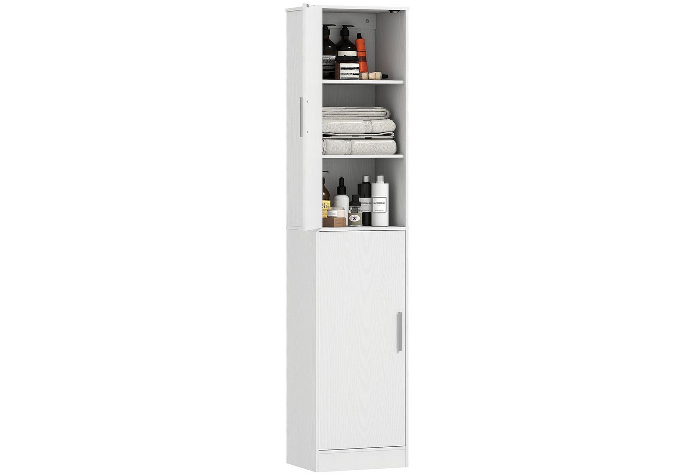 HOMCOM Badkommode Badezimmerschrank mit 2 Türen, Verstellbare Regale (Hochschrank schmal, 1 St., hoch Badschrank), für Badezimmer, Wohnzimmer 40 x 35 x 180 cm Weiß von HOMCOM