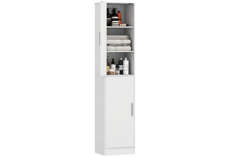 HOMCOM Badkommode Badezimmerschrank mit 2 Türen, Verstellbare Regale (Hochschrank schmal, 1 St., hoch Badschrank), für Badezimmer, Wohnzimmer 40 x 35 x 180 cm Weiß von HOMCOM