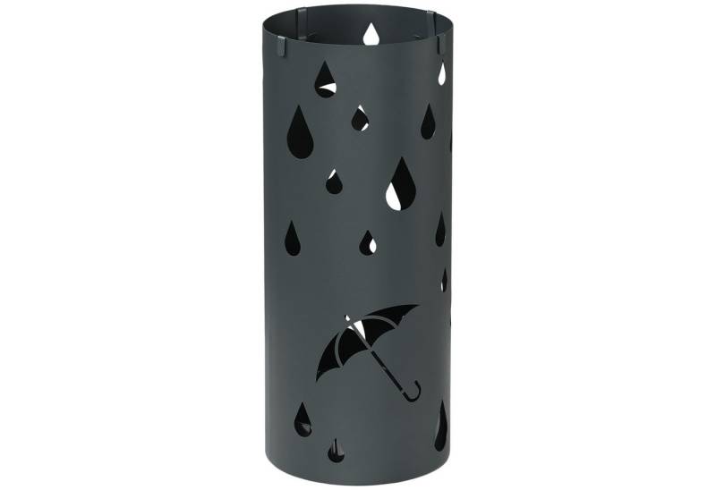 HOMCOM Badkommode Regenschirmkorb mit 4 Haken und abnehmbarer Tropfschale (Schirmhalter für Gehstöcke, Regenschirme, 1 St., Stahl), Ø17 x 41 cm, Dunkelgrau von HOMCOM