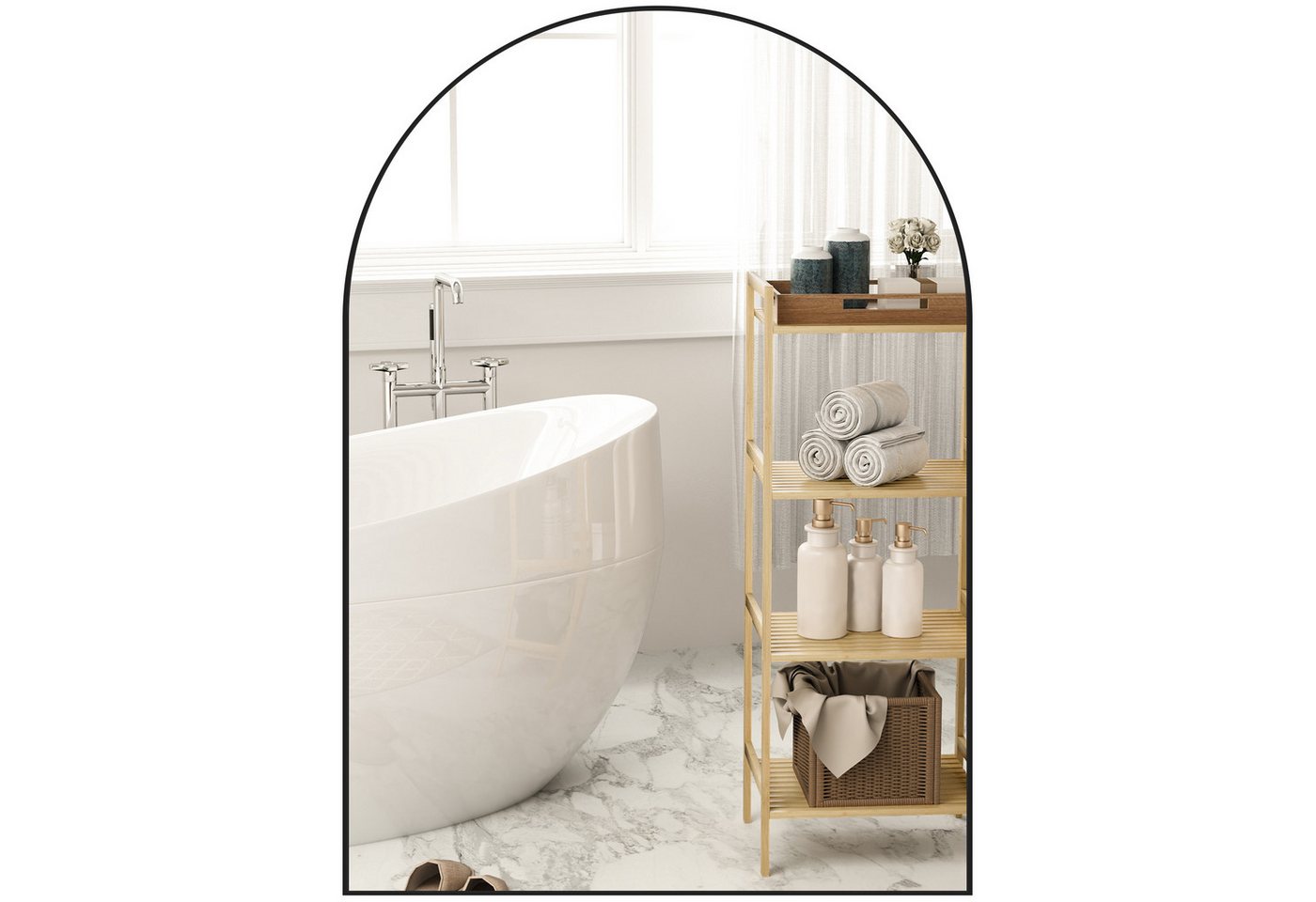 HOMCOM Badspiegel 50 x 70 cm mit Splitterschutzfolie, Aluminium-Rahmen (Spiegel, 1-St., Badezimmerspiegel), für Badezimmer, Schlafzimmer, Schwarz von HOMCOM
