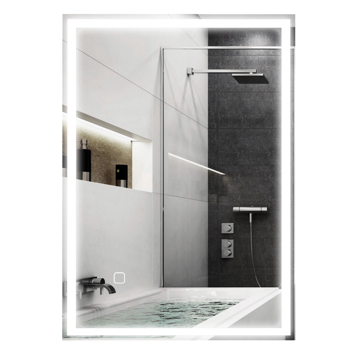 HOMCOM Badspiegel 70 x 50 cm Wandspiegel Beschlagfrei mit Touchschalter IP44 HOMCOM Badspiegel 70 x 50 cm Wandspiegel Beschlagfrei mit Touchschalter IP44 von HOMCOM