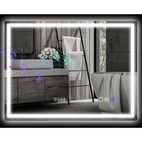 HOMCOM Badspiegel mit Beleuchtung 80x60 cm LED Spiegel Wandspiegel mit Bluetooth-Musikfunktion Memory-Funktion Uhr 3 Lichtfarben Beschlagfrei Lichtspiegel mit Touchschalter Silber Aosom HOMCOM Badspiegel mit Beleuchtung 80x60 cm LED Spiegel Wandspiegel mit Bluetooth-Musikfunktion Memory-Funktion Uhr 3 Lichtfarben Beschlagfrei Lichtspiegel mit Touchschalter Silber Aosom von HOMCOM