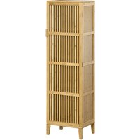HOMCOM Bambus Aufbewahrungsschrank mit 4 Ebenen und Lamellentürdesign für Badezimmer Schlafzimmer Wohnzimmer 40 x 30 x 140 cm   Aosom von HOMCOM