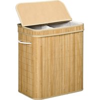 HOMCOM Bambus Wäschekorb mit Deckel und Griffen, 90 Liter Kapazität mit 2 Abschnitten und einem abnehmbaren Stoffbeutel - 54,2 x 35,2 x 59,5 cm Aosom HOMCOM Bambus Wäschekorb mit Deckel und Griffen, 90 Liter Kapazität mit 2 Abschnitten und einem abnehmbaren Stoffbeutel - 54,2 x 35,2 x 59,5 cm Aosom von HOMCOM