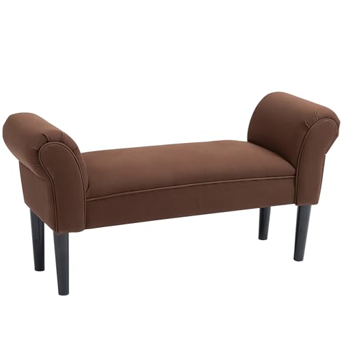 HOMCOM Bank Bank Design Zeitgenössisch Geschwungene Armlehnen Großer Komfort 102L x 36l x 51H cm Braun HOMCOM Bank Bank Design Zeitgenössisch Geschwungene Armlehnen Großer Komfort 102L x 36l x 51H cm Braun von HOMCOM