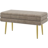HOMCOM Sitzbank, Polsterbank mit Stauraum, Samtoptik, Bettbank mit Stahlbeine, Schuhbank, Aufbewahrungsbank für Wohnzimmer, Schlafzimmer, Beige, 79,5 x 37,5 x 43 cm   Aosom von HOMCOM