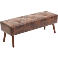 HOMCOM Bank Fußende Bank gepolstert im Vintage-Stil mit synthetischem Bezug 114 x 38 x 42 cm Holzbank gepolstert in gealtertem Braun   Aosom von HOMCOM