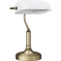 HOMCOM Banker Vintage Schreibtischlampe Banker E27 mit 45° einstellbarem Bildschirm und basculantem Schalter für Zuhause Schlafzimmer Büro Bibliothek Weiß   Aosom von HOMCOM