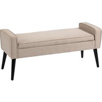 HOMCOM Banktruhe 2-in-1 mit Leinenoptik und schlanken Holzbeinen - 120 x 45 x 54 cm - beige   Aosom von HOMCOM