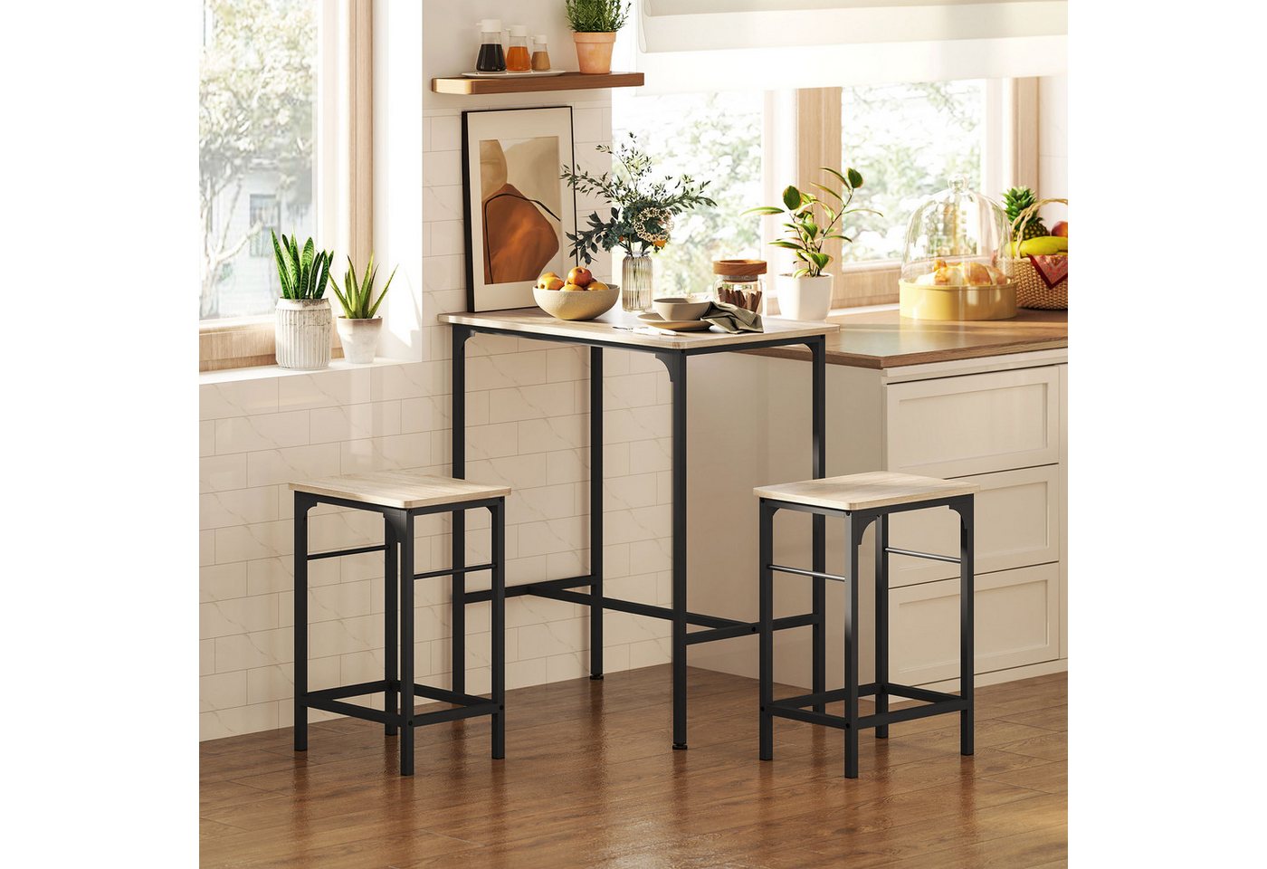 HOMCOM Bargruppe mit 2 Barhocker, rutschfestem Fußpolster von HOMCOM