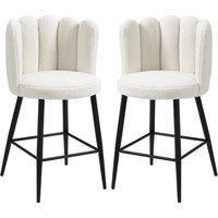 HOMCOM Barhocker, Set mit 2 Stück, Hochstühle, Stoff in Wolloptik, Stahlgestell, Höhe 65 cm, mit Rückenlehne und Fußstütze, einfacher Aufbau, hoher Küchensitz, Creme Schwarz   Aosom von HOMCOM