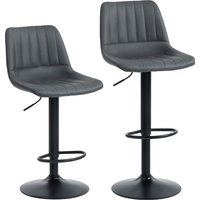 HOMCOM Barhocker 2er Set, 360° Drehbar Gepolstert Barstuhl mit Fußstütze, Lehne, Höhenverstellbar Kunstleder Tresenhocker für Küche, Wohnzimmer, Esszimmer Dunkelgrau   Aosom von HOMCOM