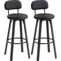 HOMCOM Barhocker 2er Set, Drehbar Barstühle mit Fußstütze, Rückenlehne, Gepolstert Bistrohocker mit Metallgestell, Tresenhocker aus Kunstleder, 76,5 cm Sitzhöhe, Schwarz   Aosom von HOMCOM