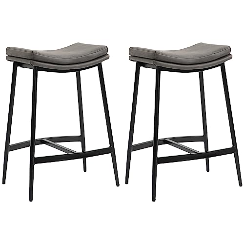 HOMCOM Barhocker 2er Set, Gepolstert Barstuhl mit Fußstütze, Küchenstühle mit Stahlgestell Tresenhocker mit Kunstleder-Optik für Küche, Wohnzimmer, Esszimmer Grau HOMCOM Barhocker 2er Set, Gepolstert Barstuhl mit Fußstütze, Küchenstühle mit Stahlgestell Tresenhocker mit Kunstleder-Optik für Küche, Wohnzimmer, Esszimmer Grau von HOMCOM