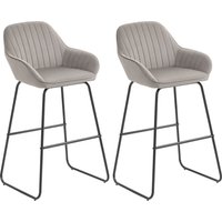HOMCOM Barhocker 2er Set, Gepolstert Barstuhl mit Fußstütze, Lehne, Samtoptik, Küchenstühle mit Metallgestell Tresenhocker für Küche, Wohnzimmer, Esszimmer Grau Aosom HOMCOM Barhocker 2er Set, Gepolstert Barstuhl mit Fußstütze, Lehne, Samtoptik, Küchenstühle mit Metallgestell Tresenhocker für Küche, Wohnzimmer, Esszimmer Grau Aosom von HOMCOM