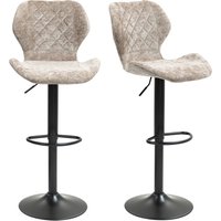 HOMCOM Barhocker 2er-Set, Gepolstert Barstuhl mit Lehne, Chenille-Optik, Stahlgestell, Höhenverstellbare Küchenstühle mit Fußstütze 360° Drehbar Tresenhocker für Küche, Wohnzimmer Braun   Aosom von HOMCOM