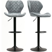 HOMCOM Barhocker 2er-Set, Gepolstert Barstuhl mit Lehne, Chenille-Optik, Stahlgestell, Höhenverstellbare Küchenstühle mit Fußstütze 360° Drehbar Tresenhocker für Küche, Wohnzimmer Dunkelgrau   Aosom von HOMCOM