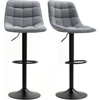 HOMCOM Barhocker 2er-Set, Gepolstert Barstuhl mit Lehne, Stahlgestell, Chenille-Optik, Höhenverstellbare Küchenstühle mit Fußstütze 360° Drehbar Tresenhocker für Küche, Wohnzimmer Dunkelgrau   Aosom von HOMCOM