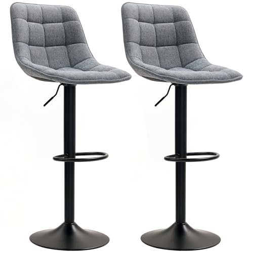 HOMCOM Barhocker 2er-Set, Gepolstert Barstuhl mit Lehne, Stahlgestell, Chenille-Optik, Höhenverstellbare Küchenstühle mit Fußstütze 360° Drehbar Tresenhocker für Küche, Wohnzimmer Dunkelgrau HOMCOM Barhocker 2er-Set, Gepolstert Barstuhl mit Lehne, Stahlgestell, Chenille-Optik, Höhenverstellbare Küchenstühle mit Fußstütze 360° Drehbar Tresenhocker für Küche, Wohnzimmer Dunkelgrau von HOMCOM