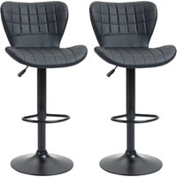 HOMCOM Barhocker 2er Set, Gepolstert Barstuhl mit Metallgestell, Lehne, Höhenverstellbar Küchenstühle mit Fußstütze, 360° Drehbar, Tresenhocker für von HOMCOM