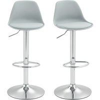 HOMCOM Barhocker 2er Set, Gepolstert Barstuhl mit Stahlgestell, Lehne, Höhenverstellbar Küchenstühle mit Fußstütze 360° Drehbar Tresenhocker für Küche, Wohnzimmer, Esszimmer, Kunstleder Grau   Aosom von HOMCOM