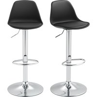 HOMCOM Barhocker 2er Set, Gepolstert Barstuhl mit Stahlgestell, Lehne, Höhenverstellbar Küchenstühle mit Fußstütze 360° Drehbar Tresenhocker für Küche, Wohnzimmer, Esszimmer, Kunstleder Schwarz   Aosom von HOMCOM
