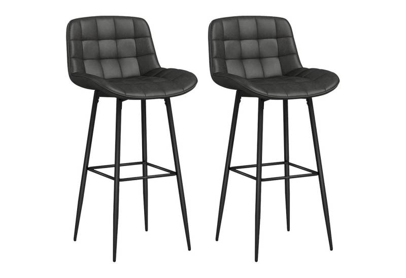 HOMCOM Barhocker 2er-Set, mit Fußstütze, Rückenlehne (Barstühle, 2 St., Tresenhocker), für Wohnzimmer, Esszimmer, Dunkelgrau, 48,5 x 48 x 98 cm von HOMCOM