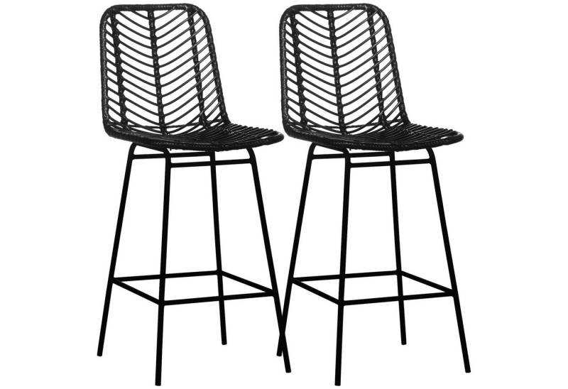 HOMCOM Barhocker 2er-Set, mit Fußstütze, Stahlbeinen (Barstühle, 2 St., Tresenhocker), für Wohnzimmer, Esszimmer, Schwarz, 42,5 x 52 x 102 cm von HOMCOM