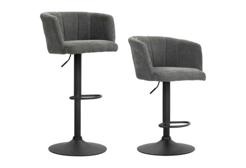 HOMCOM Barhocker 2er-Set, mit Fußstütze, drehbar, höhenverstellbar, mit Leinenbezug (Barstuhl, 2 St., Bistrohocker), für Wohnzimmer, Esszimmer, Dunkelgrau von HOMCOM